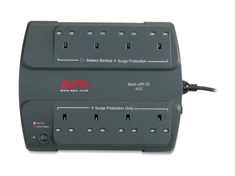 APC Back-UPS ES 400 - UPS - AC 230 V - 400 VA - złącza wyjściowe: 8 - Wielka Brytania - ciemny grafit