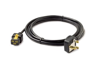 APC - Kabel zasilający - IEC 60320 C19 do zasilanie BS 1363A (M) - AC 240 V - 13 A - 3 m - na zatrzask - czarny - dla P/N: SMT22