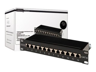 DIGITUS DN-91612S - Krosownica - CAT 6 - RJ-45 X 12 - czarny, RAL 9005 - 1U