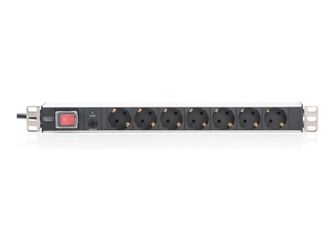 DIGITUS DN-95403 - Linka zasilania (montowany w stojaku) - AC 250 V - wejście: zasilanie - złącza wyjściowe: 7 (zasilanie) - 19"