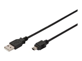 DIGITUS - Kabel USB - USB (M) do mini USB typ B (M) - USB 2.0 - 1.8 m - odlewany - czarny