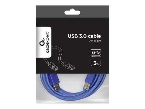 Gembird - Kabel USB - USB Typ A (M) do USB Type B (M) - USB 3.0 - 3 m - odlewany - niebieski