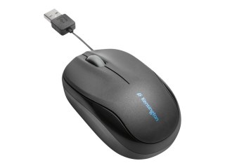 Kensington Pro Fit Retractable Mobile - Mysz - optyczna - 3 przyciski - przewodowa - USB - czarny