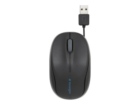 Kensington Pro Fit Retractable Mobile - Mysz - optyczna - 3 przyciski - przewodowa - USB - czarny
