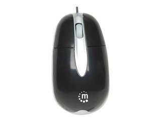Manhattan MH3 USB Wired Mouse, Black/Grey, 1000dpi, USB-A, Optical, Sturdy, Three Button with Scroll Wheel, Three Year Warranty,