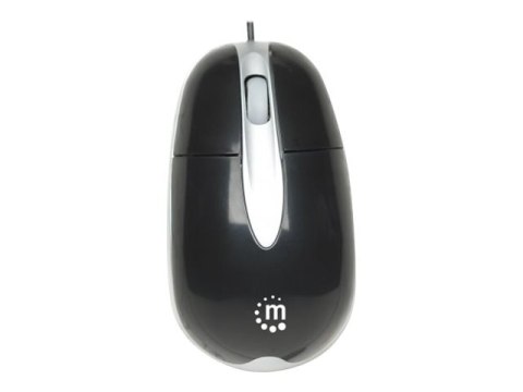Manhattan MH3 USB Wired Mouse, Black/Grey, 1000dpi, USB-A, Optical, Sturdy, Three Button with Scroll Wheel, Three Year Warranty,