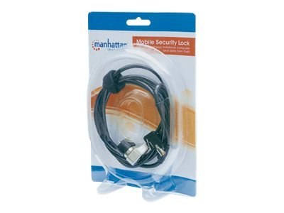 Manhattan Mobile Security Laptop Lock, Key Lock, 1.8m, Compatible with Kensington style locks, Strong Steel Cable (5mm thick), D