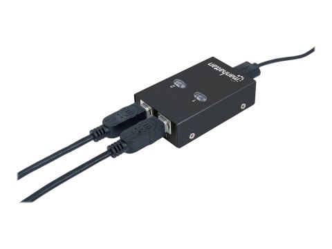 Manhattan USB-A Automatic Sharing Switch, 2x USB-B Ports, 480 Mbps (USB 2.0), Dual Control (Auto-Sensing or Manual), Bus Powered