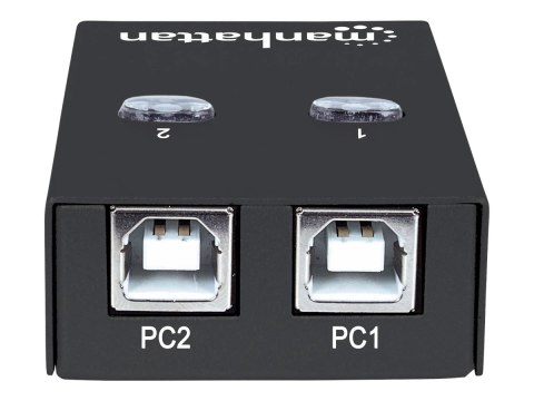 Manhattan USB-A Automatic Sharing Switch, 2x USB-B Ports, 480 Mbps (USB 2.0), Dual Control (Auto-Sensing or Manual), Bus Powered