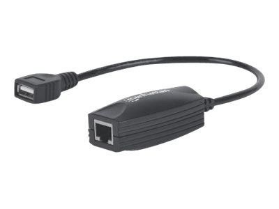 Manhattan USB-A Line Extender, for use with RJ45 network cable (not included), extends USB Device up to 60m, bus power, Cat5e/Ca