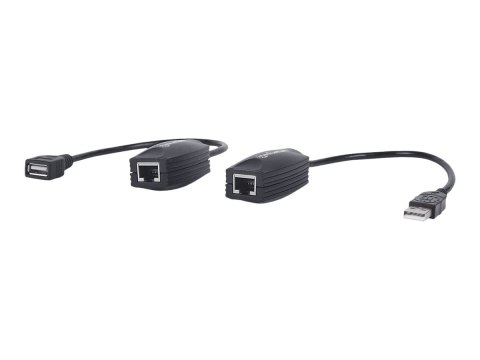 Manhattan USB-A Line Extender, for use with RJ45 network cable (not included), extends USB Device up to 60m, bus power, Cat5e/Ca