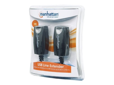 Manhattan USB-A Line Extender, for use with RJ45 network cable (not included), extends USB Device up to 60m, bus power, Cat5e/Ca