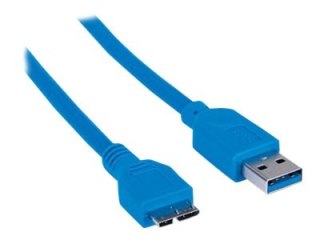 Manhattan USB-A to Micro-USB Cable, 1m, Male to Male, Blue, 5 Gbps (USB 3.2 Gen1 aka USB 3.0), SuperSpeed USB, Lifetime Warranty