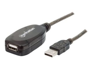 Manhattan USB-A to USB-A Extension Cable, 10m, Male to Female, Active, 480 Mbps (USB 2.0), Daisy-Chainable, Built In Repeater, H