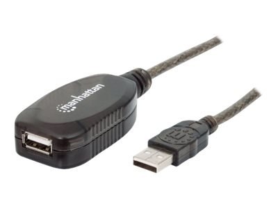 Manhattan USB-A to USB-A Extension Cable, 10m, Male to Female, Active, 480 Mbps (USB 2.0), Daisy-Chainable, Built In Repeater, H