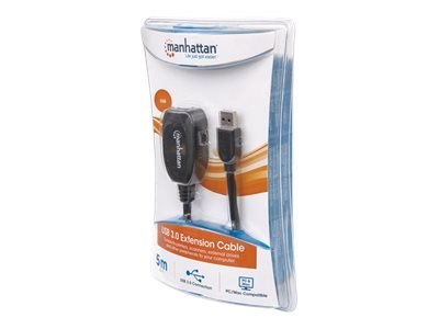 Manhattan USB-A to USB-A Extension Cable, 5m, Male to Female, Active, 5 Gbps (USB 3.2 Gen1 aka USB 3.0), Built In Repeater, Supe