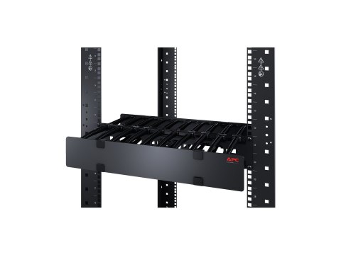 APC Horizontal Cable Manager Single-Sided with Cover - Zestaw zarządzania kablami do stojaka - czarny - 1U - 19" - Zgodność z TA