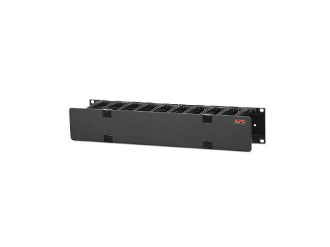 APC Horizontal Cable Manager Single-Sided with Cover - Zestaw zarządzania kablami do stojaka - czarny - 2U - 19" - Zgodność z TA