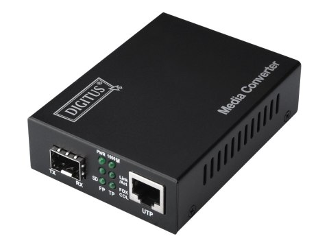DIGITUS DN-82130 - Światłowodowy konwerter mediów - 1GbE - 10Base-T, 100Base-TX, 1000Base-T - RJ-45 / SFP (mini-GBIC) - do 80 km