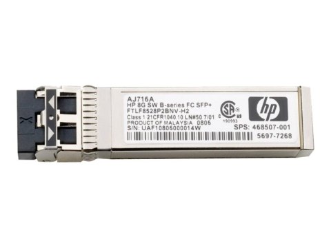 HPE B-Series - Moduł nadajnik/odbiornik SFP+ - kanał światłowodowy 8GB (fale krótkie) - Kanał Światłowodowy - dla Brocade 16Gb/1