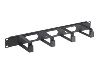 Intellinet 19" Cable Management Panel, 1U, 4 long plastic rings, Black - Panel zarządzania kablami stojaka - czarny, RAL 9005 - 