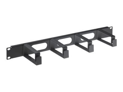 Intellinet 19" Cable Management Panel, 1U, 4 long plastic rings, Black - Panel zarządzania kablami stojaka - czarny, RAL 9005 - 