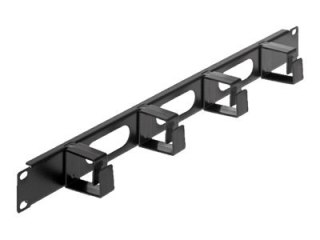 Intellinet 19" Cable Management Panel, 1U, 4 short plastic rings, Black - Panel zarządzania kablami stojaka - czarny, RAL 9005 -