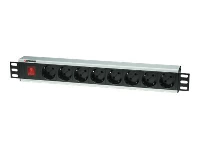 Intellinet 19" Rackmount 8-Way Power Strip - German Type, With On/Off Switch, No Surge Protection - Linka zasilania (montowany w