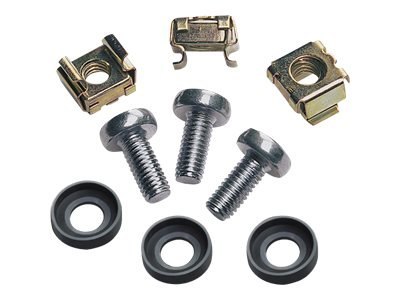 Intellinet Cage Nut Set, 50 Pack - M6 Nuts, Bolts and Washers, Suitable for Network Cabinets/Server Racks, Plastic Storage Jar, 