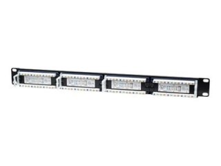 Intellinet Patch Panel, Cat5e, UTP, 24-Port, 1U, Black - Krosownica - CAT 5e - UTP - RJ-45 X 24 - czarny - 1U - 19"