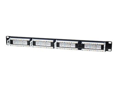 Intellinet Patch Panel, Cat5e, UTP, 24-Port, 1U, Black - Krosownica - CAT 5e - UTP - RJ-45 X 24 - czarny - 1U - 19"