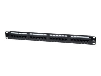 Intellinet Patch Panel, Cat5e, UTP, 24-Port, 1U, Black - Krosownica - CAT 5e - UTP - RJ-45 X 24 - czarny - 1U - 19"