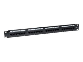 Intellinet Patch Panel, Cat6, UTP, 24-Port, 1U, Black - Krosownica - CAT 6 - UTP - RJ-45 X 24 - czarny - 1U - 19"