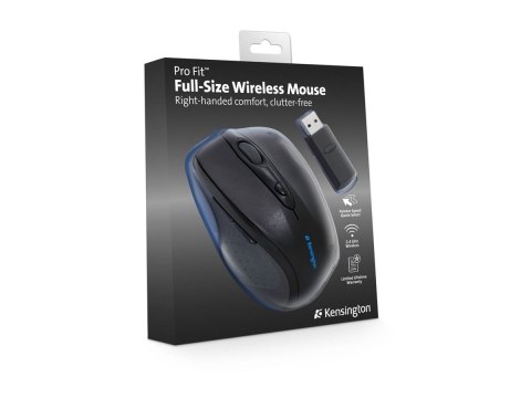 Kensington Pro Fit Full-Size - Mysz - praworęczna - optyczna - 6 przyciski - bezprzewodowa - 2.4 GHz - odbiornik bezprzewodowy U