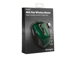 Kensington Pro Fit Mid-Size - Mysz - praworęczna - optyczna - bezprzewodowa - 2.4 GHz - odbiornik bezprzewodowy USB - zieleń szm