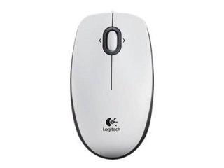 Logitech B100 - Mysz - prawo i leworęczna - optyczna - 3 przyciski - przewodowa - USB - biały