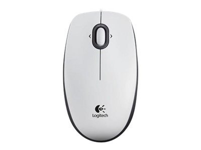 Logitech B100 - Mysz - prawo i leworęczna - optyczna - 3 przyciski - przewodowa - USB - biały