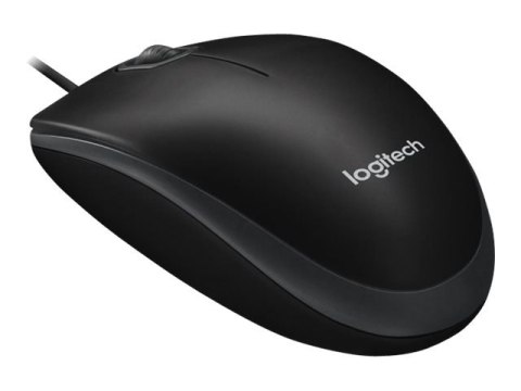 Logitech B100 - Mysz - prawo i leworęczna - optyczna - 3 przyciski - przewodowa - USB - czarny
