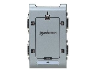 Manhattan USB-A to 4x Serial Port Converter, Male to Male, Serial/RS232, MosChip MCS7840, Automatic IRQ and I/O address selectio