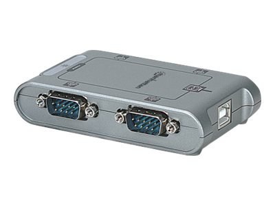 Manhattan USB-A to 4x Serial Port Converter, Male to Male, Serial/RS232, MosChip MCS7840, Automatic IRQ and I/O address selectio