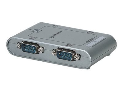 Manhattan USB-A to 4x Serial Port Converter, Male to Male, Serial/RS232, MosChip MCS7840, Automatic IRQ and I/O address selectio