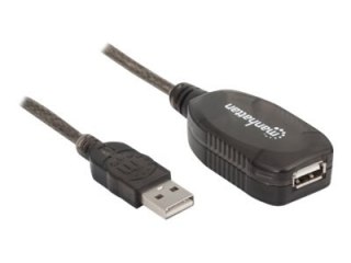 Manhattan USB-A to USB-A Extension Cable, 20m, Male to Female, Active, 480 Mbps (USB 2.0), Daisy-Chainable, Built In Repeater, H