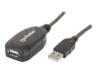 Manhattan USB-A to USB-A Extension Cable, 20m, Male to Female, Active, 480 Mbps (USB 2.0), Daisy-Chainable, Built In Repeater, H