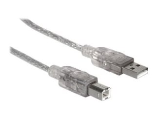 Manhattan USB-A to USB-B Cable, 1.8m, Male to Male, Translucent Silver, 480 Mbps (USB 2.0), Hi-Speed USB, Lifetime Warranty, Pol