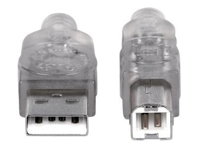 Manhattan USB-A to USB-B Cable, 1.8m, Male to Male, Translucent Silver, 480 Mbps (USB 2.0), Hi-Speed USB, Lifetime Warranty, Pol