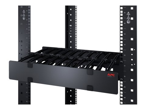 APC Horizontal Cable Manager Single-Sided with Cover - Panel do porządkowania kabli w obudowie z osłoną - czarny - 2U - Zgodność