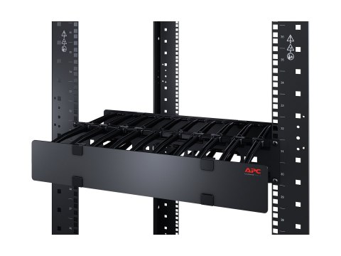 APC Horizontal Cable Manager Single-Sided with Cover - Panel do porządkowania kabli w obudowie z osłoną - czarny - 2U - Zgodność