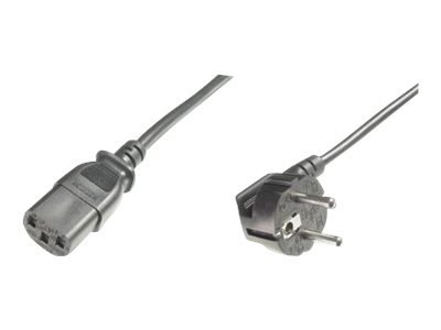 ASSMANN - Kabel zasilający - power IEC 60320 C13 do power CEE 7/7 (M) - AC 250 V - 75 cm - odlewany, złącze 90° - czarny