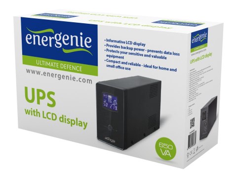 EnerGenie EG-UPS-031 - UPS - AC 220 V - 390 wat - 650 VA - 7 Ah - złącza wyjściowe: 3 - czarny