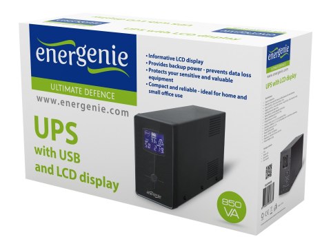 EnerGenie EG-UPS-032 - UPS - AC 220 V - 510 wat - 850 VA - 8 Ah - USB - złącza wyjściowe: 3 - czarny